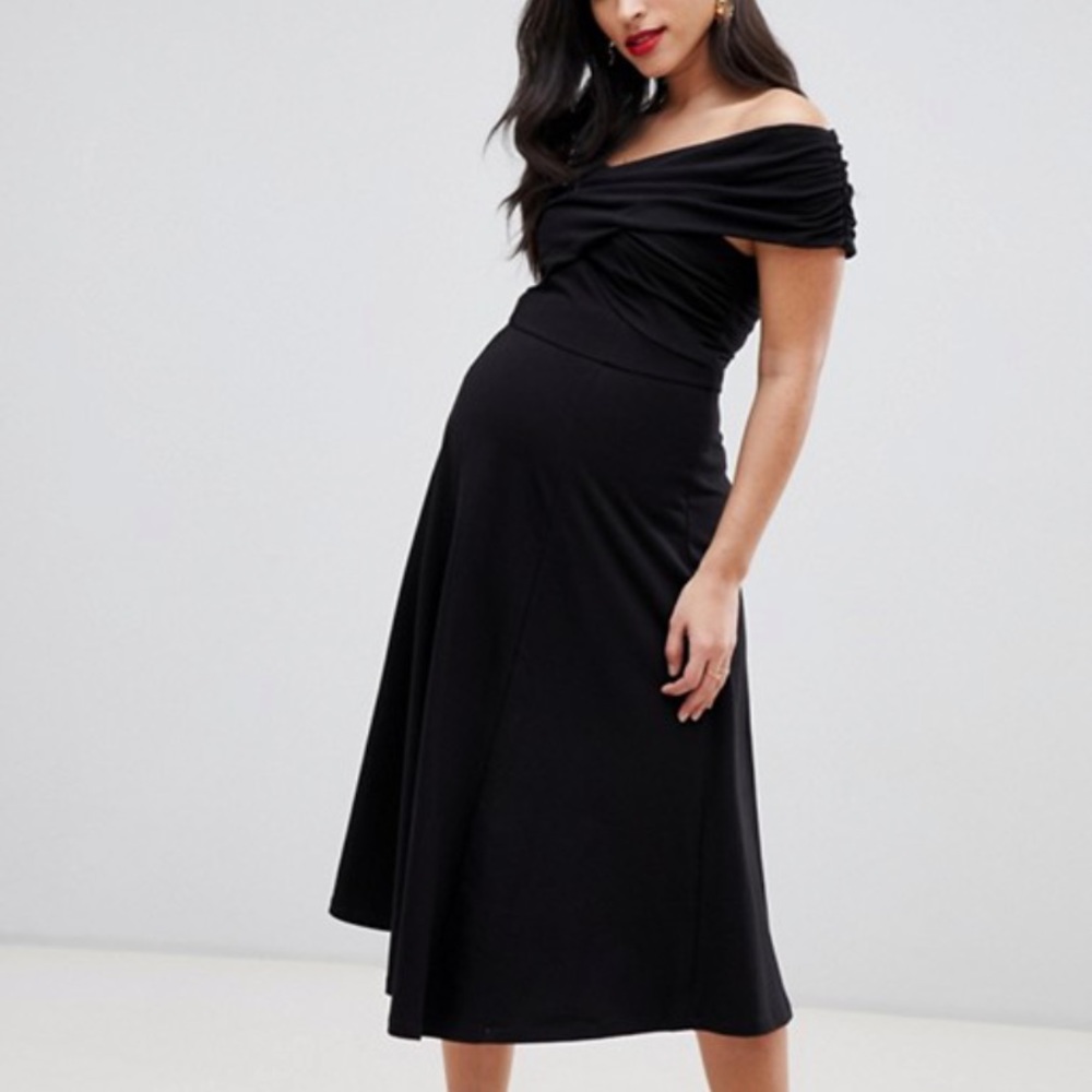 ASOS design black maternity dress midi skater